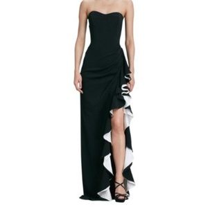 Badgley Mischka Navy Strapless Contrast Ruffle Go